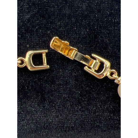 Vintage-Inspired Faux Pearl Necklace With Gold-Tone Accents & Rhinestone Detaili - Picture 6 of 6